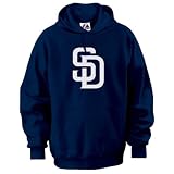 MLB Men's San Diego Padres Suede Tek Long Sleeve Hooded Fleece Pullover (Athletic Navy, Large)