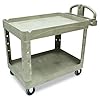 Rubbermaid Commercial FG452088BEIG Heavy-Duty Service Cart with Lipped Shelves, Medium, Beige