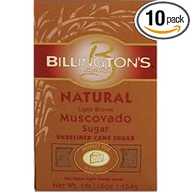 Billington's Natural Light Brown Muscovado Sugar, 16-Ounce Bags (Pack of 10)