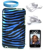 Blue Zebra Snap On Case for Itouch 2g and 3g + Car Charger + Wall Charger for Ipod Touch 8G 16G 32GB 64GB + Screen Protector + Wristband
