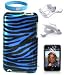 Blue Zebra Snap On Case for Itouch 2g and 3g + Car Charger + Wall Charger for Ipod Touch 8G 16G 32GB 64GB + Screen Protector + Wristband