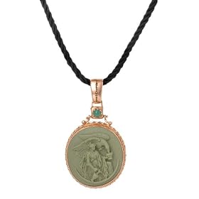 Buy Tagliamonte - 14k Yellow Gold Green Lava Cameo and Emerald Pendant, 18'' by Amazon.com Collection