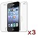 Front and Back Reusable Screen Protector for Apple iPhone 4 (3 pack)
