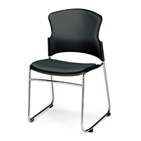 OFM 310-VAM-606-BLACK MultiUse 4 Vinyl Seat and Back Stacker Chairs - Black by OFM