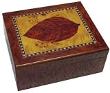 30 Cigars Walnut Wood Humidor Leaf Design F4200