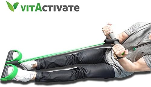 Fitness Leg-Step Resistance Band w/ Handle-VitActivate®-Home Exercise, Durable Elastic Latex Tubing, Perfect for Body Slimming & Toning, Rowing, Sit-Ups, Yoga, Abs, Full Body, Lightweight & Portable