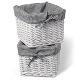 Burlington Baby Small White Willow Basket Set with Liner, Black