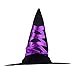 LUX ACCESSORIES Halloween Black and Purple Lace Up Ribbon Witch Hat