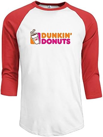 Men's 3/4 Doughnut Dunkin' D Sleeve Raglan T-Shirt Red X-Large
