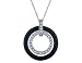 Onyx Gemstone and Diamond Circle Pendant 1/7 (ctw) in 14K White Gold