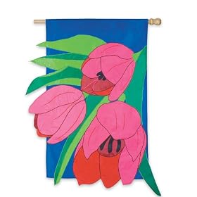 Tulips Applique Spring Garden Flag