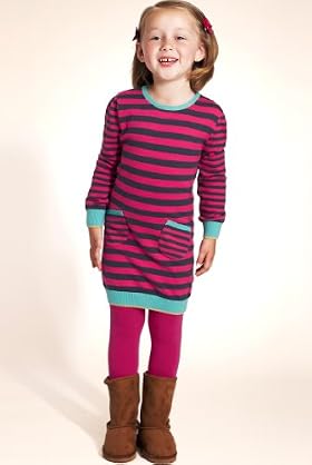 Pure Cotton Round Neck Stripe Knitted Dress