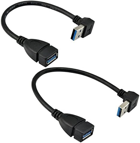 TONGXIN Down Angle USB 3.0 Male to Female Data Sync and Charging Extension Cable (8 inches)
