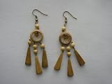 Wooden Earrings with a piece of Amber