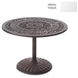 Meadow Decor Amazon 42 Inch Pedestal Cast Aluminum Table - White Finish