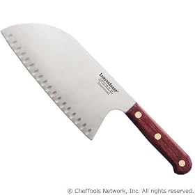 Click here to buy LamsonSharp 39662 Rosewood Stamped 8 Kullenschliff Chinese Cleaver by Lamson.