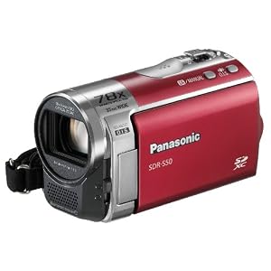 Panasonic SDR-S50 Camcorder SD Card, X78 Enhanced Optical Zoom, Wide Angle Lens, iA + Af Tracking and Optical Image Stabilisation - Red