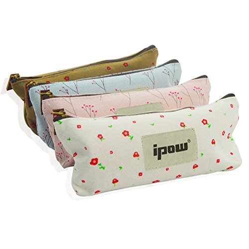 Pastorable canvas pen pencil stationery pouch bag case,set of 4