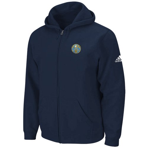 NBA adidas Denver Nuggets Navy Blue Preferred Logo Full Zip Hoodie (Small)