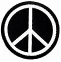Peace Sign Embroidered Patch Anti-War Hippie Iron-On Symbol Black