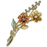 DaisyBouquetDiamanteGold-ToneBroochPin-Gold