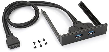 iCreatin 3.5 inch Front Panel USB Hub with 2 USB 3.0 Ports [20 Pin Connector &amp; 2ft Adapter Cable]