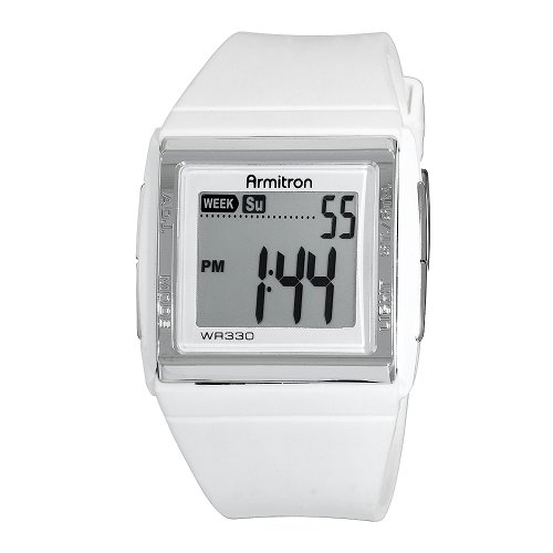 Armitron Women's 457015WHT Silver-Tone Chronograph White Digital Sport Watch
