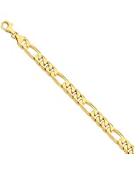 14k 8mm Hand-polished Figaro Link Chain, Best Quality Free Gift Box Satisfaction Guaranteed