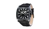 Police 'Torque' Gents Black IP Leather Strap Watch