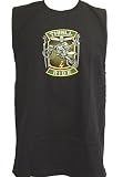 Thrill Ride Mens Biker Muscle Shirt, Skeleton on Motorcycle Airborne Shirt