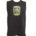 Thrill Ride Mens Biker Muscle Shirt, Skeleton on Motorcycle Airborne Shirt