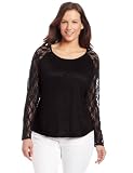 Star Vixen Womens Plus-Size Raglan Baseball With Lace Sleeve