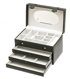 Essentials Range Large Rectangular Jewel Box in Black Synthetic Material by Davidts