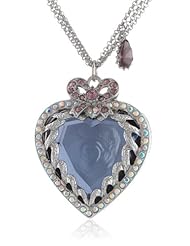 Betsey Johnson "Iconic Amethyst" Crystal Heart Long Pendant Necklace, 32"