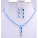 Nsc613 Fine Aquamarine Crystals Swarovski Beads Elegant Sleek Jewlery Set w/ Drop Down 10mm Round Crystals Sterling Silver Earrings Necklace Set