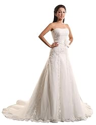 Strapless Lace Polyester/Viscose Party Dress  with a Chapel Train  With a Sash 