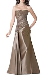 A-line Strapless Dropped   Waistline Asymmetric Embroidered Beaded Pleated Silk/Taffeta  Dress with a Brush/Sweep Train 