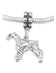 Sterling Silver Large Schnauzer Dog Dangle Bead Charm