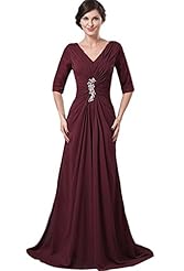 V-neck  Pleated Chiffon Evening Dress/Mother-of-the-Bride Dress/Prom Dress  With Ruffles