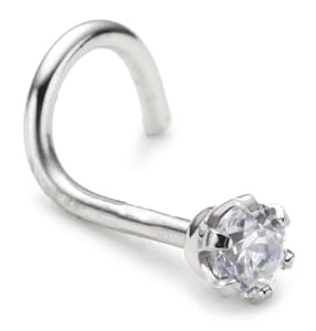 Amor 158633 - Piercing de mujer de plata de ley con 1 circonita, 1 cm