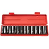TEKTON 4880 1/2" Drive Deep Impact Socket Set, 3/8"-1-1/4", SAE, Cr-V, 14 Sockets