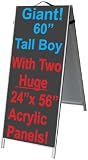 NeoPlex 24x60 Tall Boy Aluminum Sidewalk Sandwich Board w/Acrylic Panels