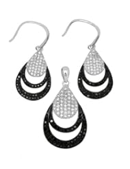 Zirconia by Debbie 925 Silver Black and Clear Micro Pave Set