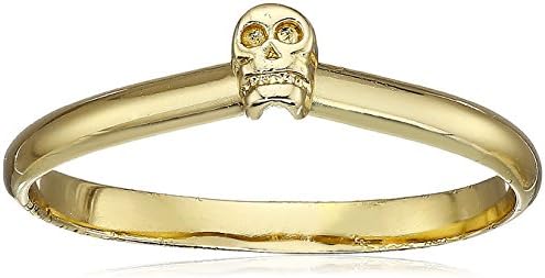 Bing Bang Yellow Gold Tiny Skull Stackable Ring, Size 7