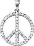 14KWG Peace Sign Shaped Pendant Covered In 0.83 Carat Diamonds For A Glamorous Statement Of Peace