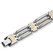 24K Gold Plated Brushed and Polished Titanium Bracelet - 8.5 Inches