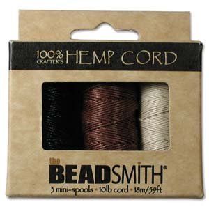 Natural Hemp Twine Bead Cord .5mm Three Color Variety 59 Feet Each