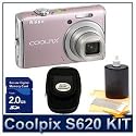 Nikon Coolpix S620 Pink Kit with 2GB SD, Case & More