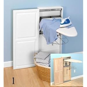 StowAway White Wood Cabinet Wall Mounted Ironing Board StowAway White Wood Cabinet Wall-Mounted Ironing Board