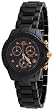 Oniss #ON8206-LRG1 Women's Rose Gold Trim Black Ceramic Chronograph Watch